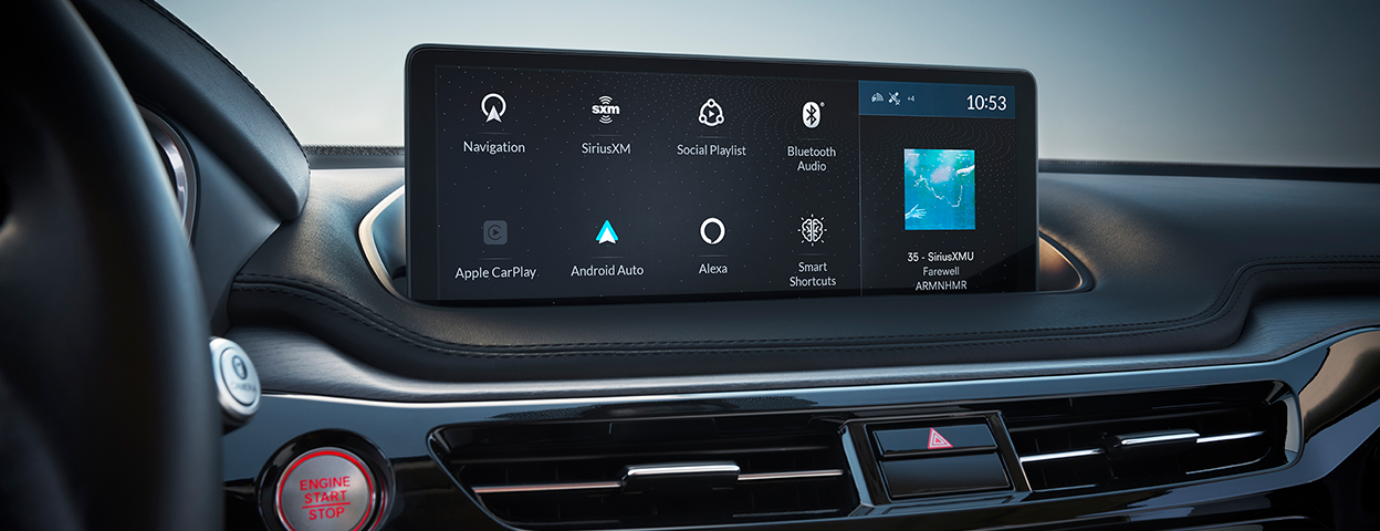 The digital display on the dashboard of an MDX.